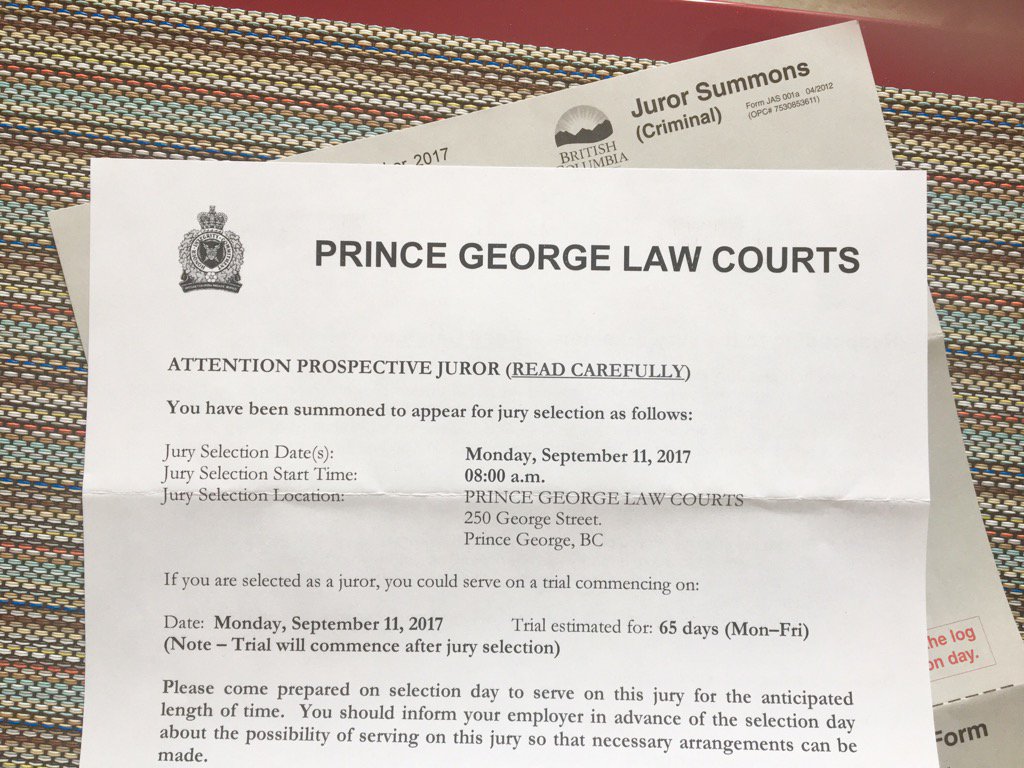 Catherine Nolin On Twitter Interesting Fall Received Jury Duty Summons For 65 Day Criminal Trial Starting Sept 11th Yikes Notlikelybutmaybe Https T Co Ouwnygryuc Twitter Catherine Nolin On Twitter Interesting Fall Received Jury Duty Summons For 65 Day Criminal Trial Starting Sept 11th Yikes Notlikelybutmaybe Https T Co Ouwnygryuc Twitter