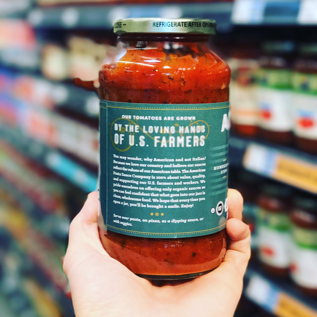 Nothing against Italy, but our U.S. farmers know what they are doing. We celebrate them in every jar. Pick us up at retailers tagged in pic!