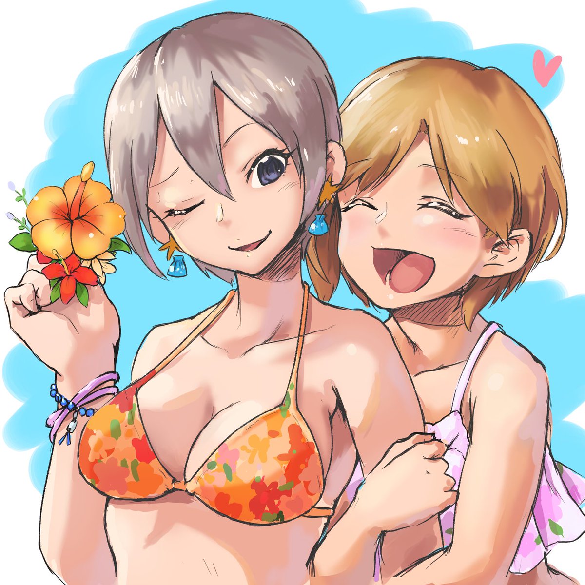 相葉夕美 ,塩見周子 「周子と夕美ちゃん。暑い海辺でイチャついてて欲しい#相葉夕美#塩見周子 」|LCバターのイラスト