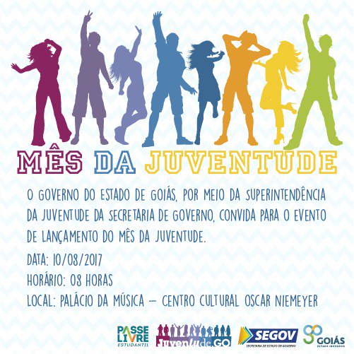 JuventudeGoias's tweet photo. Em agosto comemoramos o seu, o nosso mês: o mês da juventude!  Você é o protagonista dessa festa, participe! https://t.co/2DF3UoEpWs