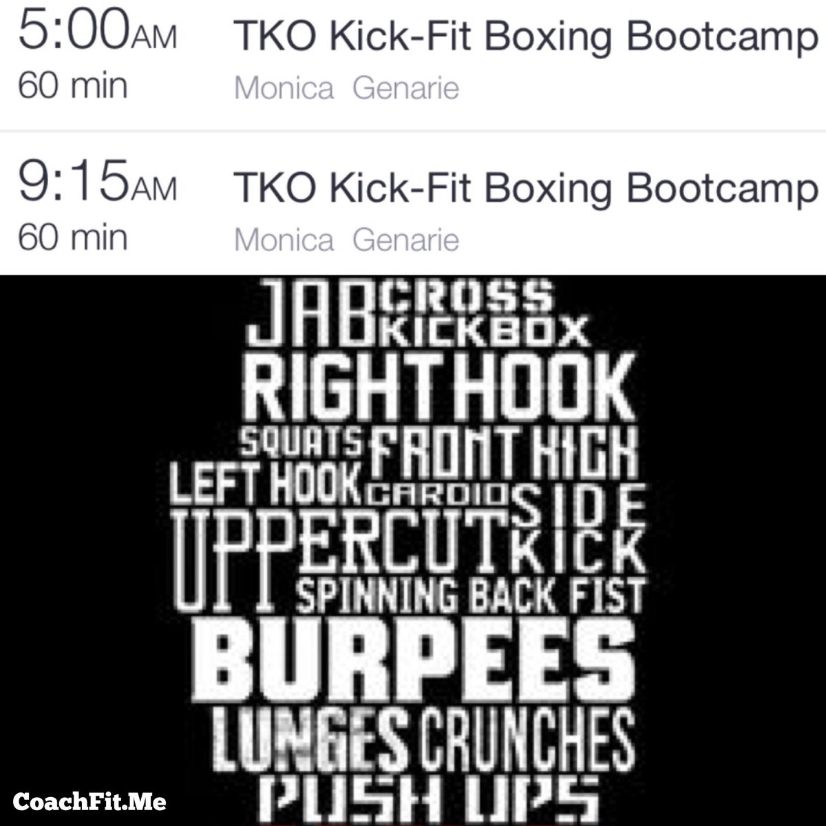 Coachfitme2's tweet photo. Happy Wednesday!!! Join us at 5 &amp; 9:15am for TKO-Kickboxing... https://t.co/PjdFVh4WpM