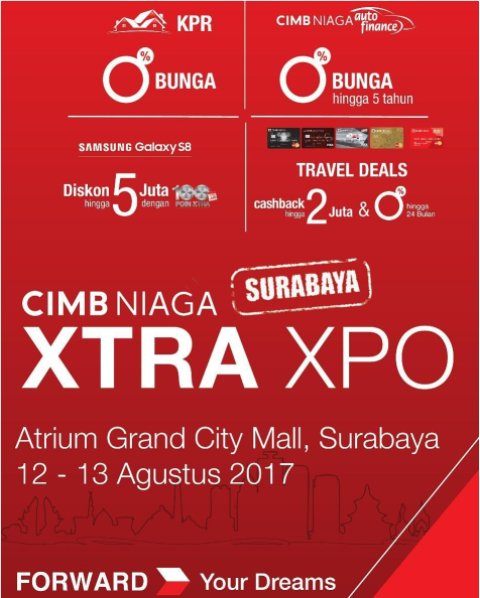 Grand City Surabaya On Twitter Nikmati Promo Menarik Dr Cimb Niaga Xtra Xpo At Main Atrium Grandcitysby 12 13 Agustus 2017 Automotive Gadget Travel Fair Mygrandcity Https T Co 0bnc7is9qo