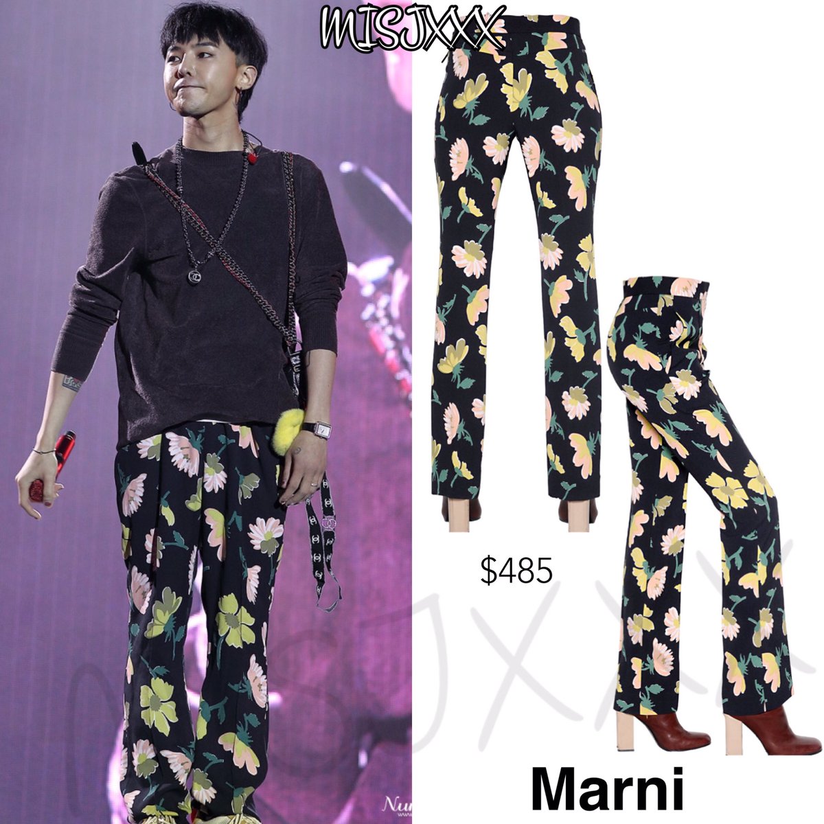 パンツ MARNI VISCOSE RAYON PIJAMA PANTS WITH FLORAL PATTERN Red and white gingham wool trousers | Marni