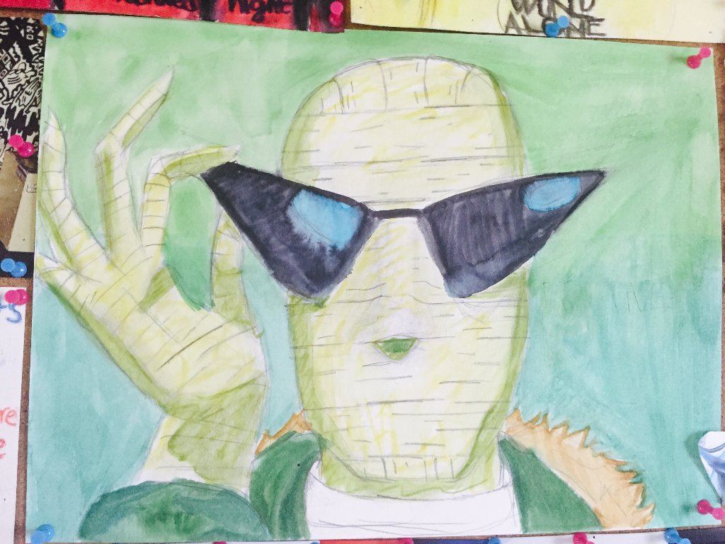 My daughter was inspired by <a href="/lynzway/">Lindsey Way</a> 's paintings so she made this for Gerard's Doom Patrol! ❤