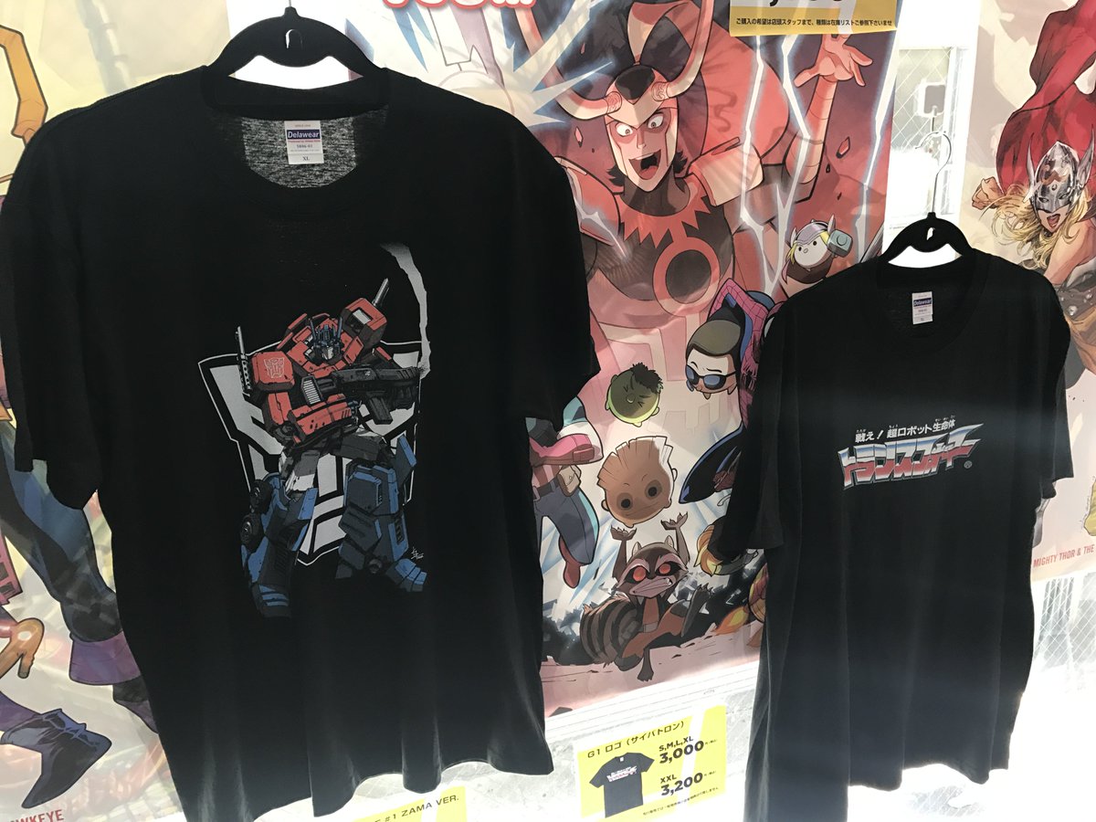 ヴァースコミックス 池袋の夏 Tシャツの夏 アメコミtシャツ新入荷 昨日新着柄いろいろ到着 座間先生のオプティマスt そしてトランスフォーマーのロゴtも引き続き先行販売中