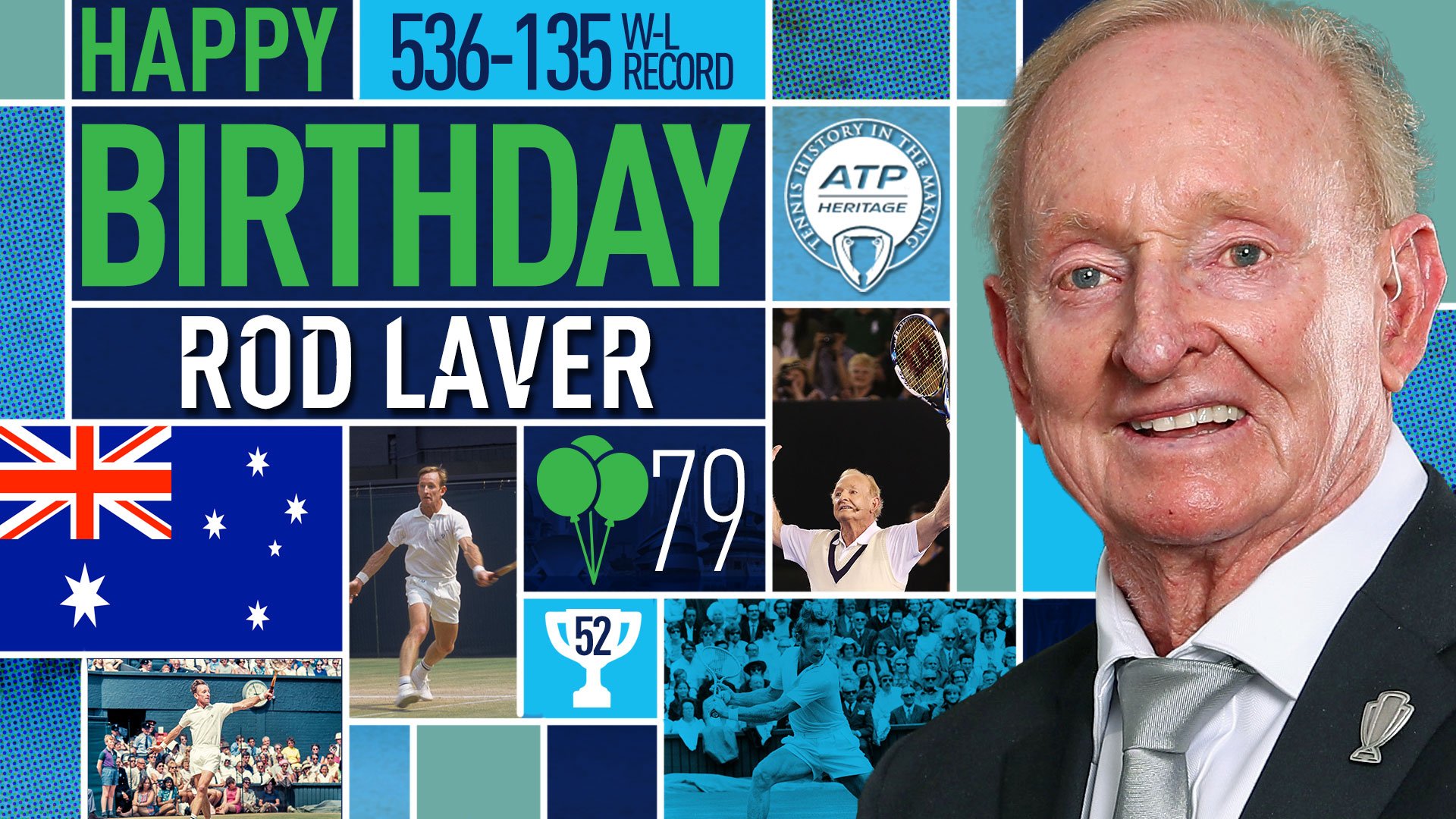 Wishing a very happy 79th birthday to Aussie tennis legend Rod Laver! View Profile:  