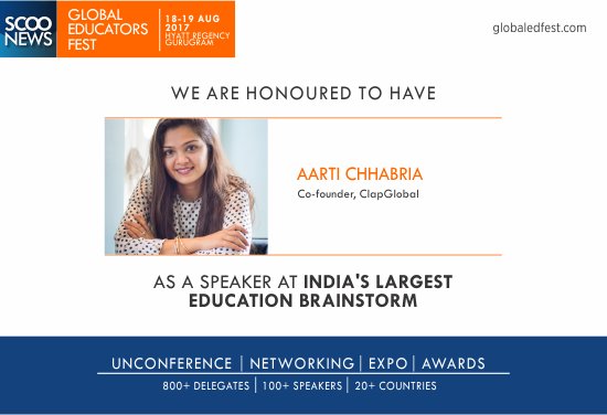 ScooNews's tweet photo. We welcome @aarti_clap, Co-founder, @clapglobal as a speaker at ScooNews #GlobalEdFest #Unconference2017 #SGEF2-17 https://t.co/1EzcUpJBkE https://t.co/34Arm1AubT