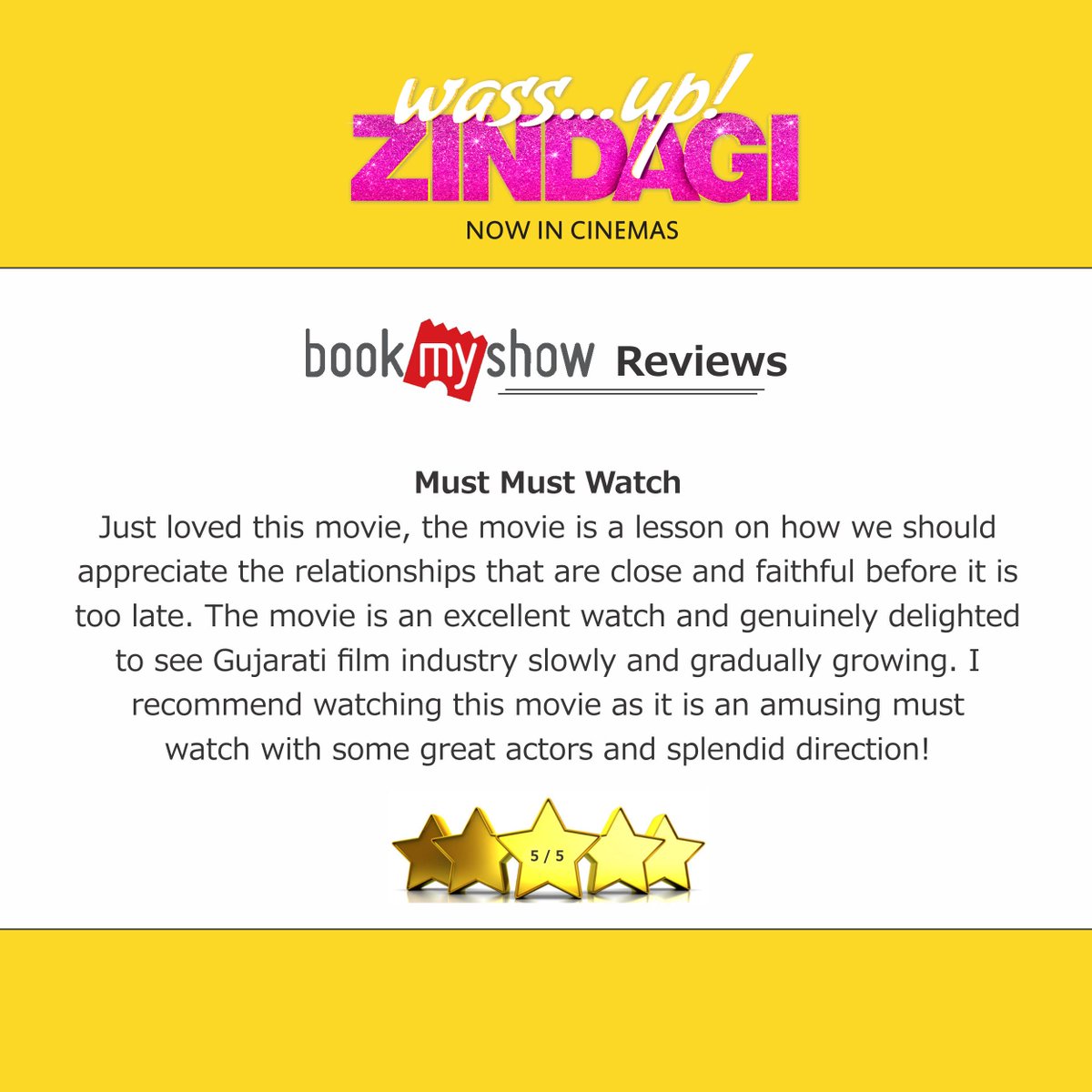 Thanks for appreciation #wassupzindagi #bookmyshow #review