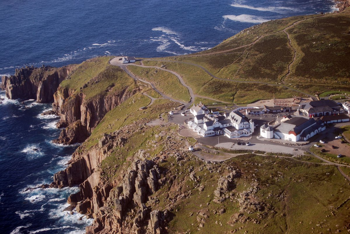 A rather stunning photo of the Land's End complex from a pretty unique vantage point! #loveCornwall #LandsEnd #discoverCornwall #aerialview