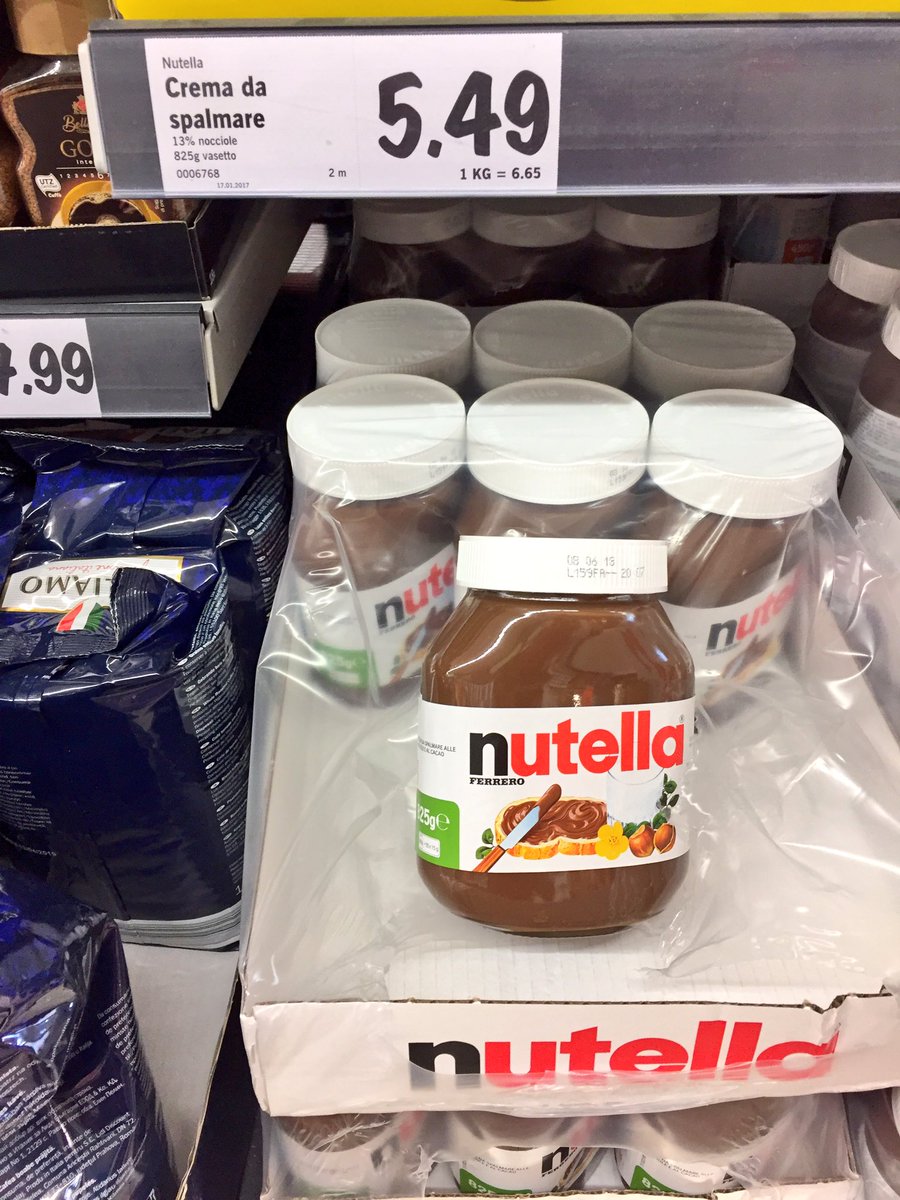 Good morning from Berlin, where the famous #Nutella is 20% cheaper at Lidl than in the home country of the chocolate spread at Lidl Italia.