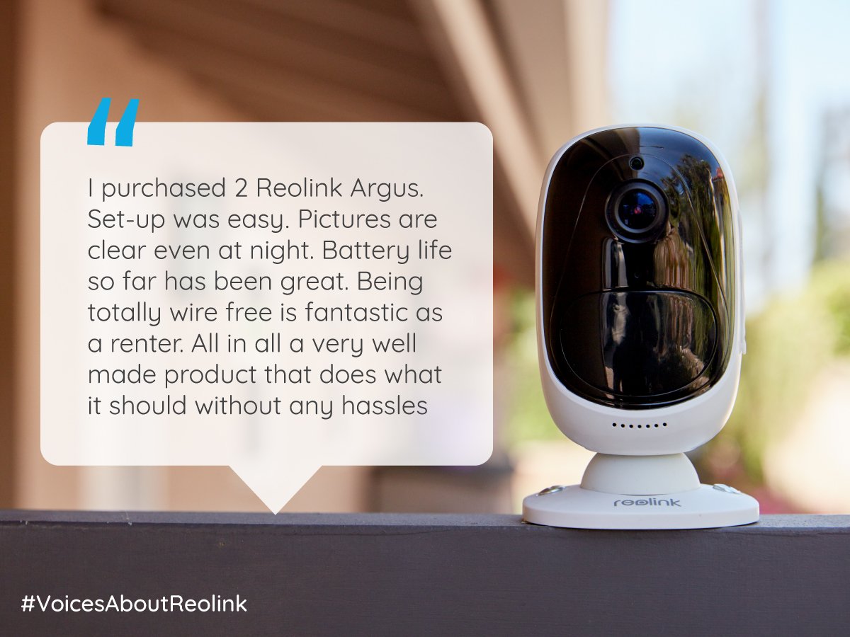 ReolinkTech's tweet image. We ❤️love to hear how #ReolinkArgus have helped #renters get peace of mind and easier security solution. #VoicesAboutReolink