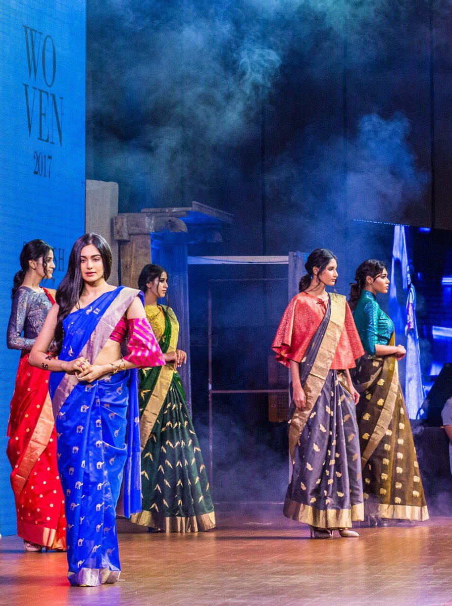 s_singhanias's tweet photo. The Pranpur Elegance | Our collection is showcased at #WOVEN2017 with our beautiful showstopper @adah_sharma. #revivehandloom https://t.co/H7tzttGmzh