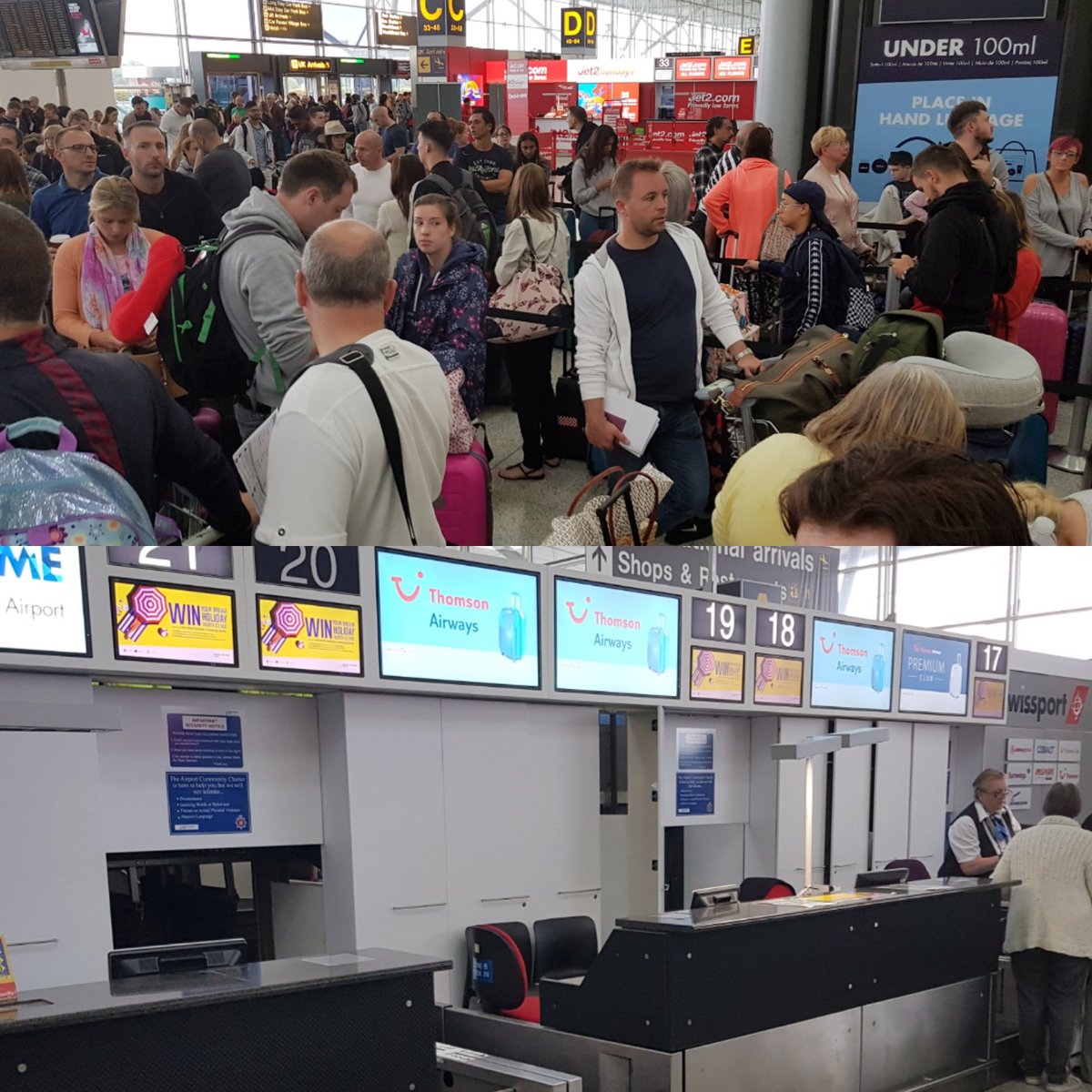 A couple hundred people, 1 check-in staff. Seriously? <a href="/ThomsonHolidays/">TUI UK</a> <a href="/STN_Airport/">London Stansted Airport</a>