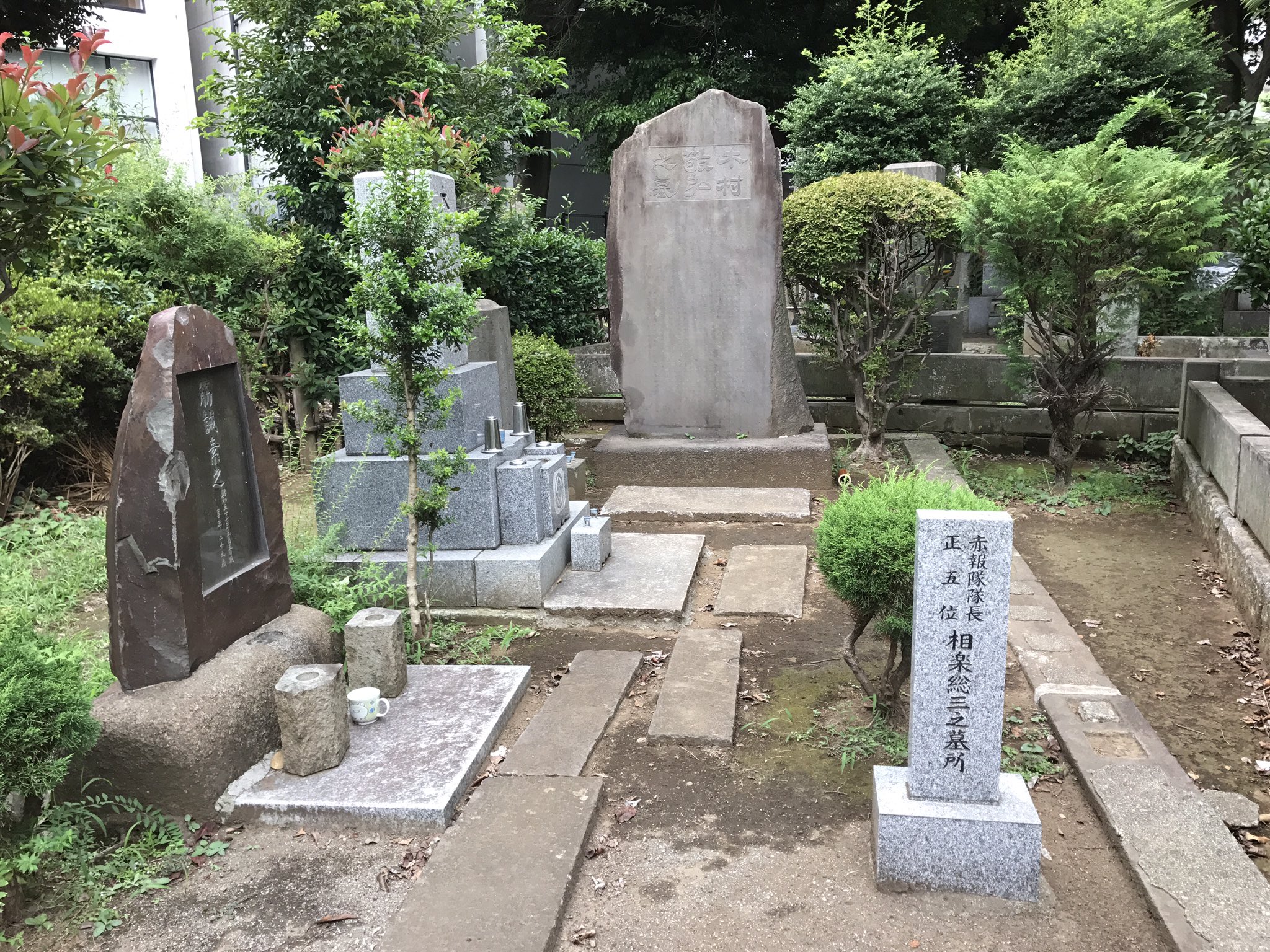小栗さくら 歴史タレント 赤報隊 隊長相楽総三さんのお墓 正面には 戒名の 天忠院教誉道順居士 側面には本名の 小嶋将満 と記されています 墓石が横を向いているので 少し見つけにくいかな 青山霊園立山地区 るろうに剣心 で左之助が慕った