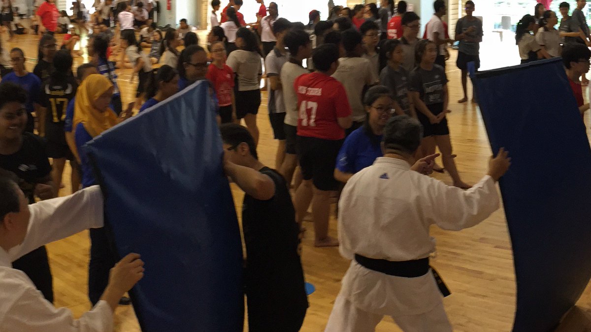8 Sensei coaching 250 students @ Yuhua Secondary School on Eve of Singapore National Day