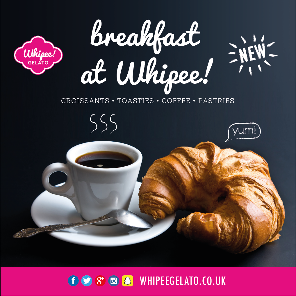 WhipeeGelato's tweet photo. Rise and shine, we are now serving breakfast! We have a scrumptious selection of croissants, toasties and much more! #BreakfastAtWhipee https://t.co/vV7Axz8RoY
