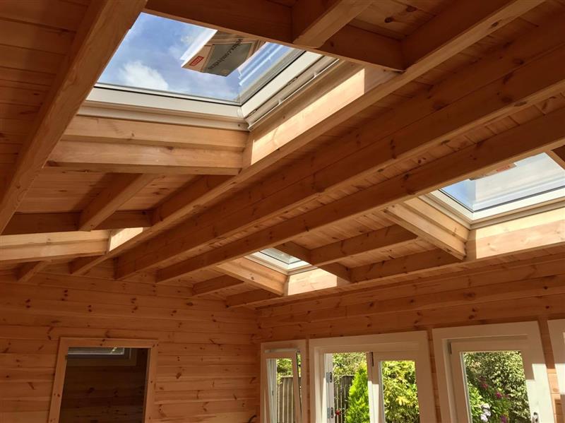 LogCabinsSW's tweet image. A couple of #rooflights bring lots of sunlight into this #logcabin #studio