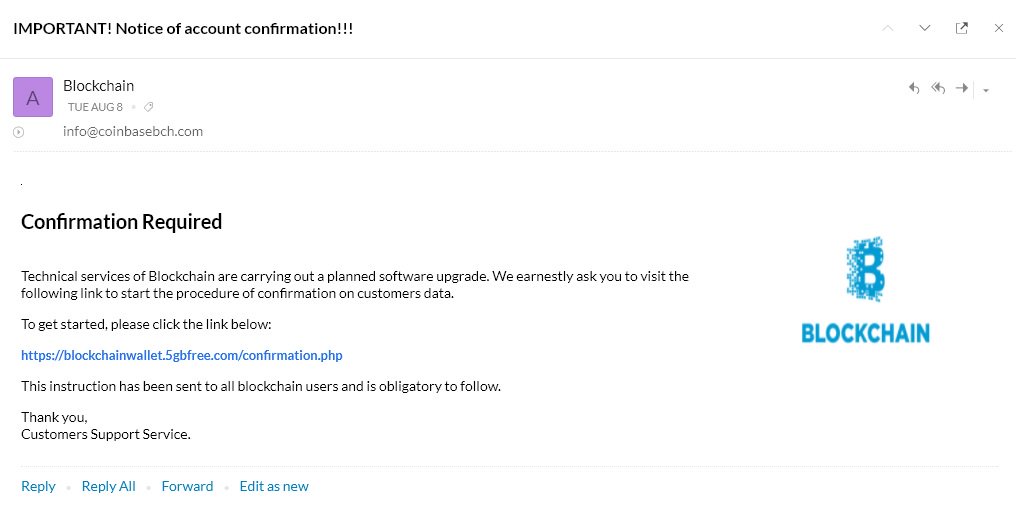 coinbasebch's tweet photo. What happened to the good old days when phishing emails were spelled correctly? https://t.co/UMzdmMJMkK