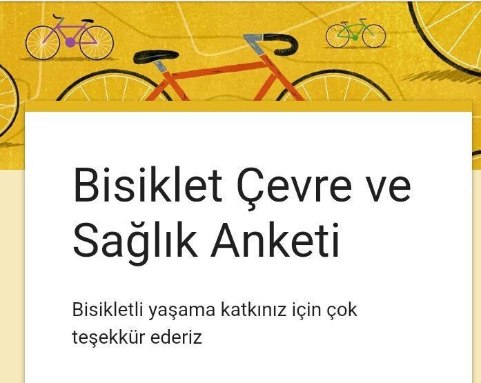 Bisiklet -Çevre ve Sağlık konulu bir çalışmamız için anket değerlendirmelerinize gereksinim duyuyoruz.Teşekkürler 
 docs.google.com/forms/d/e/1FAI…