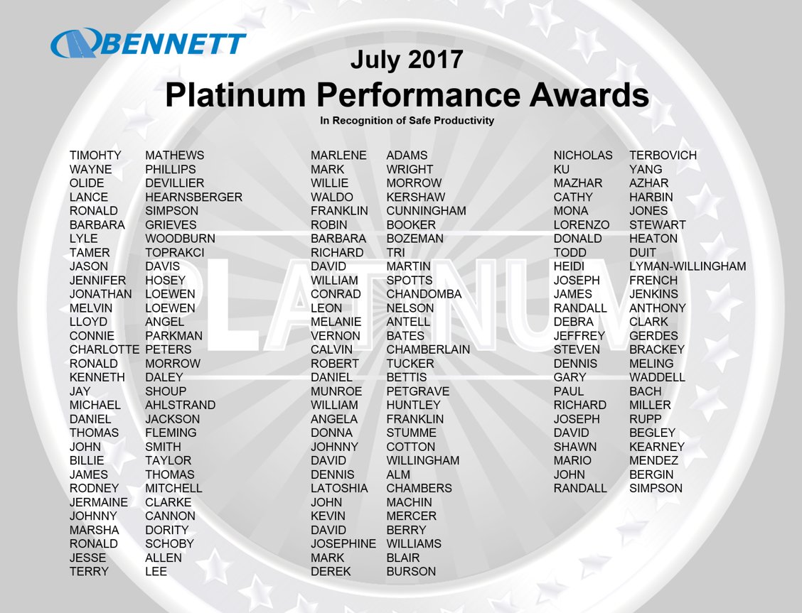 BennettFamilyCo's tweet photo. BDA values safe productivity by its drivers; we are proud to recognize the best of the best for July 2017. #truckers #safetyispriorityone https://t.co/wllt6KnULR