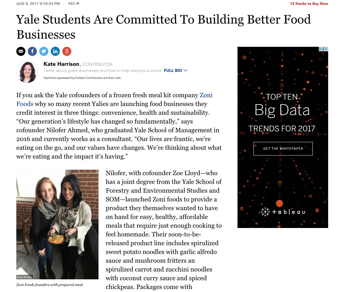 Article in <a href="/Forbes/">Forbes</a> features #foodventures coming out of <a href="/Yale/">Yale University</a>. Great to see alumni+current students recognized!  bit.ly/2up0oMo