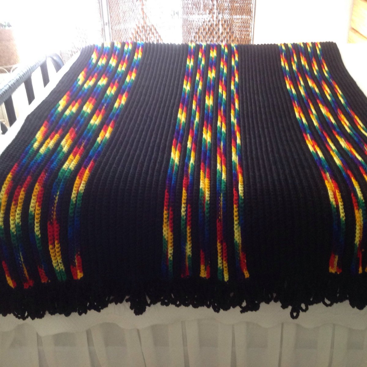 sj_greene's tweet photo. Black & Bright Multi-color Hand Crocheted Afghan/Throw/Blanket for bed/c… https://t.co/dvdP9EtNEE #Etsy #RoomStaging https://t.co/7W2lZDTpBI