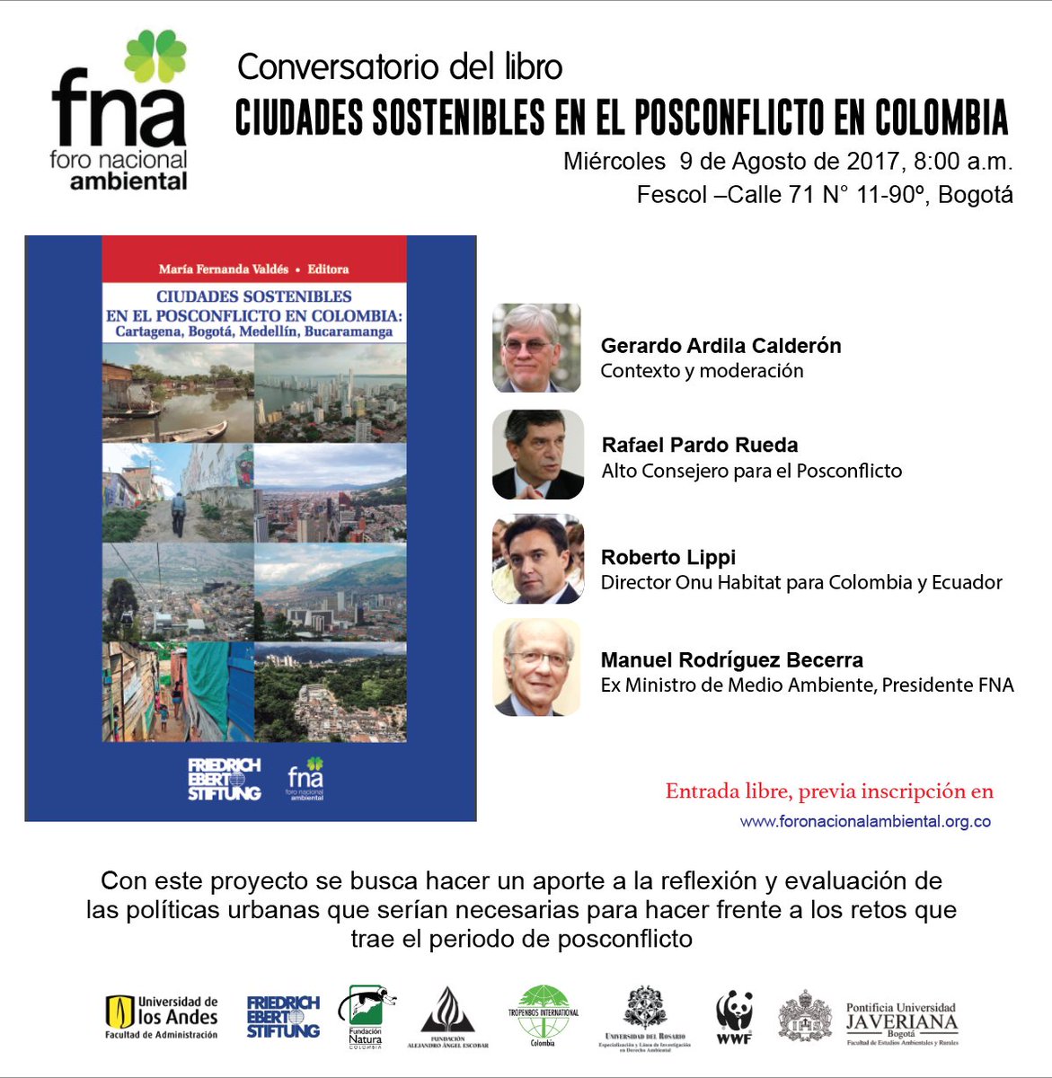 FNAmbiental's tweet photo. En directo conversatorio del libro "Ciudades sostenibles en el posconflicto en Colombia" https://t.co/MgTzUPeAL6 #FNACiudadesYPosconflicto https://t.co/6ECcd31eSf