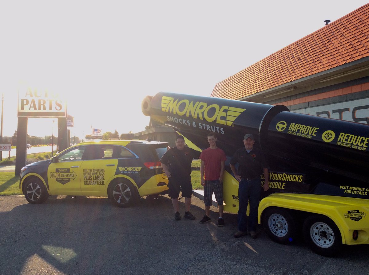 MonroeShocks's tweet photo. Kenny, the Steelers fan, and his family stopped by to see the #Shockmobile at Mazza Auto Parts this morning! #BlackAndYellow https://t.co/DR7CzCVLjg