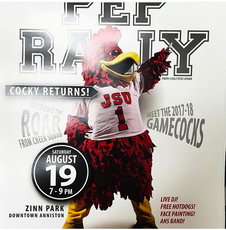 MSAnniston's tweet photo. Main Street Anniston is SO READY for the JSU Pep Rally right here in Zinn Park! August 19th 7-9! https://t.co/jUvabFGXx5