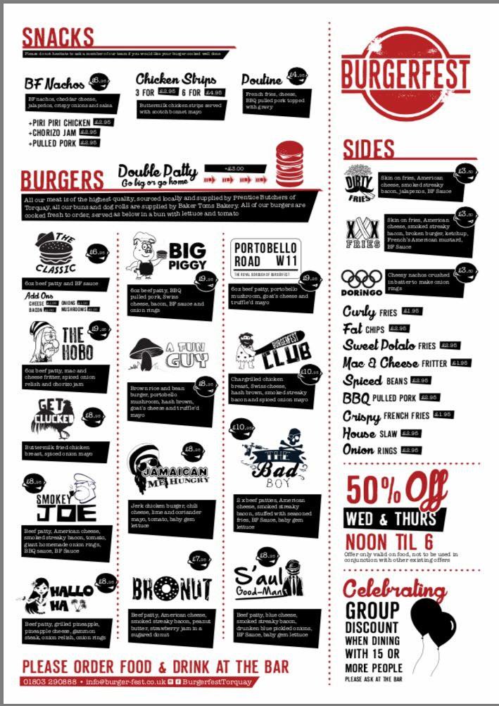 BurgerFestTQ's tweet photo. Here's a cheeky peek at our new menu! 🎉🍔🍟 #burgers #restaurant #eatingout #Torquay #burgerfest #festisbest https://t.co/JgjHthZ4HS