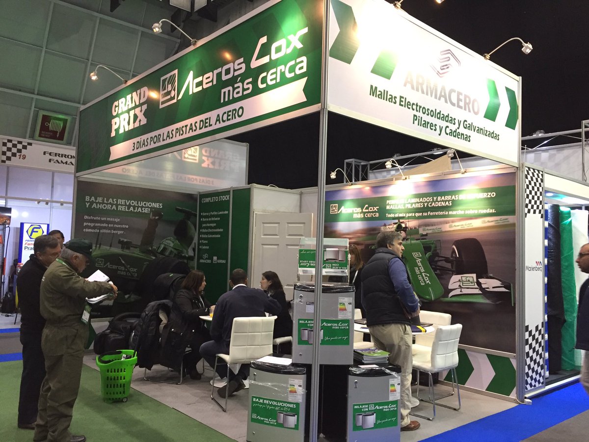 AZAacero's tweet photo. #Gerdau acompañando a Aceros Cox en #expoferretera2017 de @Chilemat #acero https://t.co/sFVxqh8cZA