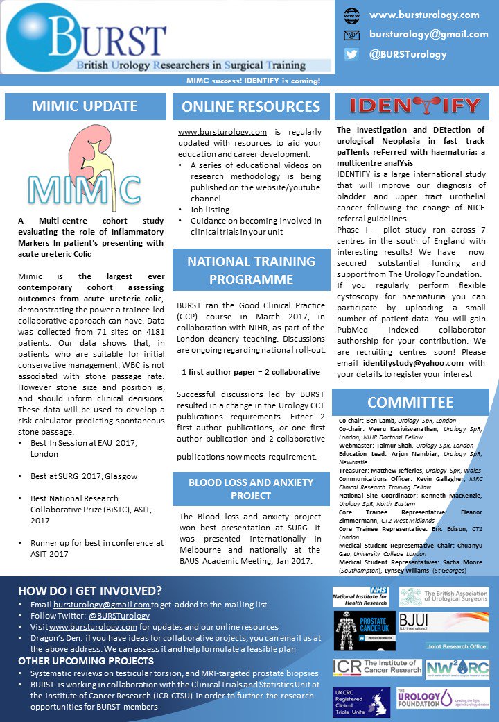 BURSTurology's tweet photo. Latest @BURSTurology newsletter out now! Featuring updates on CCT requirements, #identifystudy & #mimicstudy @BAUSurology @SURG_UK @Uroweb https://t.co/jRV6H0KNeZ