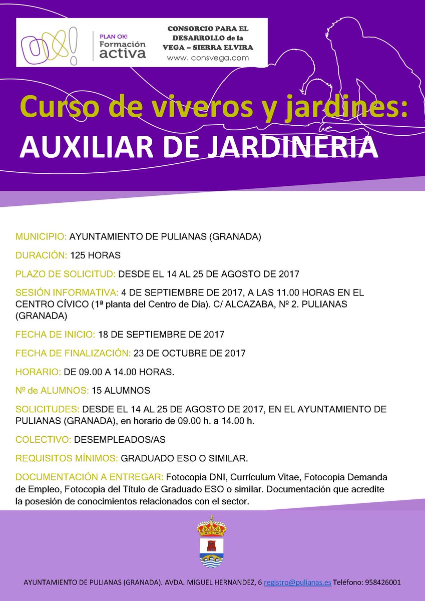 Ayto_Pulianas's tweet photo. Curso de viveros y jardines: Auxiliar de jardinería en Pulianas
Más información web:
https://t.co/8NUOXJRxwj
#Pulianas #cursos #PlanOk https://t.co/GxSqTE2QBK
