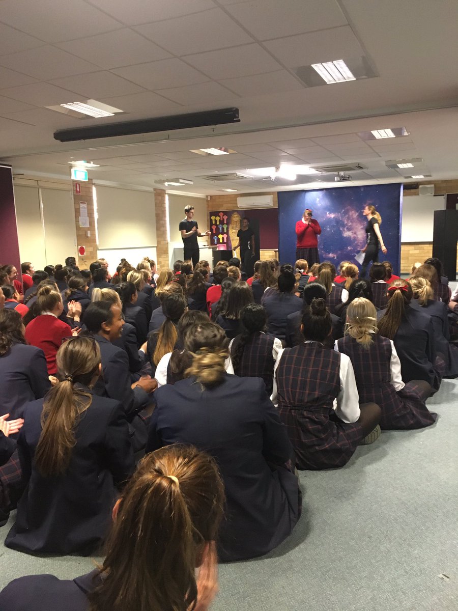 KatherineLPower's tweet photo. A great afternoon with The Players from @BellShakespeare and Year 9 @SPC_StPats. Romeo and Juliet Rewind was terrific! #shakespeareinaction https://t.co/YxaYX6p4fA