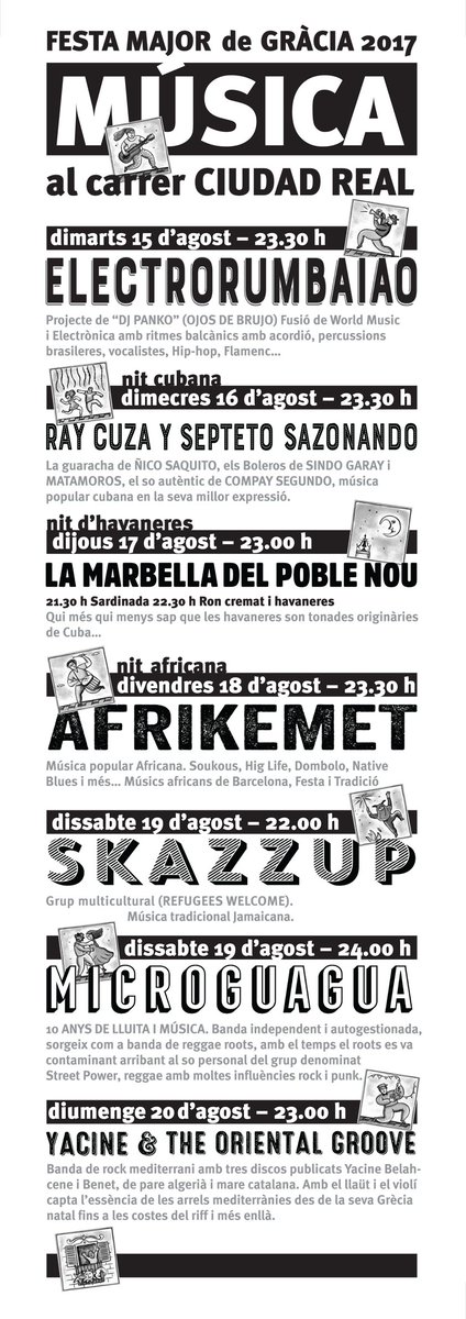 SkazzUp's tweet photo. Compte enrera!!! Ens veiem d'aquí 10 dies a la @festagracia!
19 d'Agost al carrer #CiudadReal 
#Ska #Funk #Rocksteady #Reggae from #BCN https://t.co/7TYRRdXYSZ