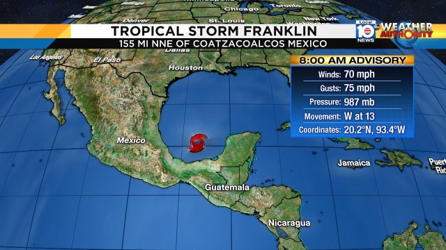 Franklin continues to strengthen as it heads to the Mexico coastline. https://t.co/aZQYvYz7LO