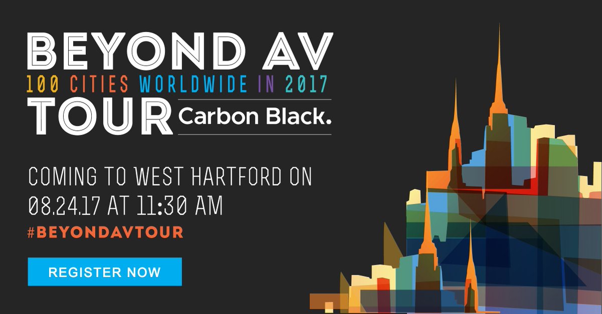 carbonb1ack's tweet photo. Have you signed up for the #BeyondAVTour in #Hartford yet? We'll be in CT on August 24th. Register today: https://t.co/dIDpDBqjsq #InfoSec https://t.co/xPiuiqPF2n