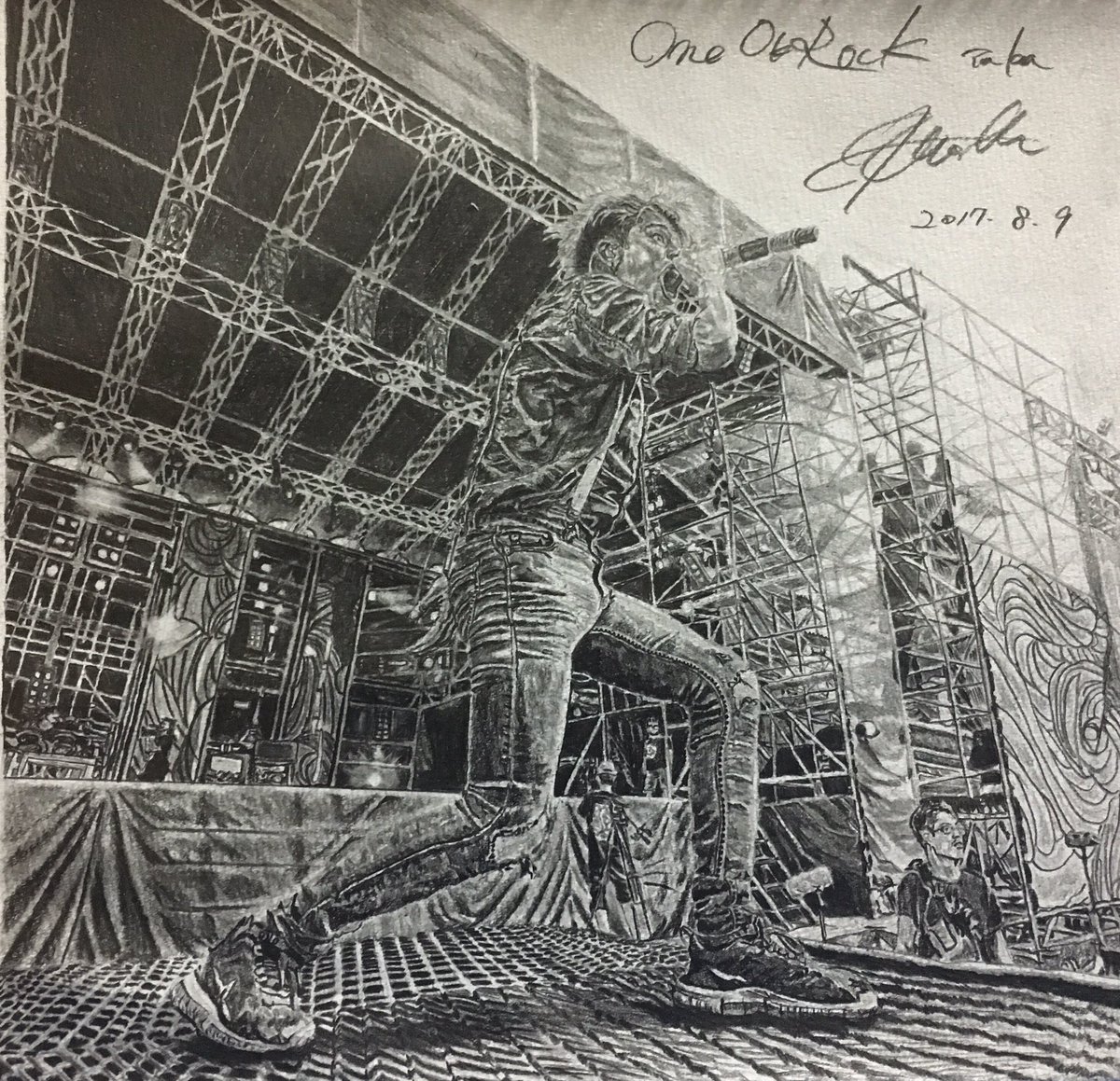 Yudai One Ok Rock Pencil Drawing Taka 遂に完成です 37時間ほんとに辛かったですが最高のイラストだと自信を持てました Oneokrock ワンオク ワンオクイラスト Taka ワンオクロック Oorerさんrt Drawing T Co Tw1t7t2zzp