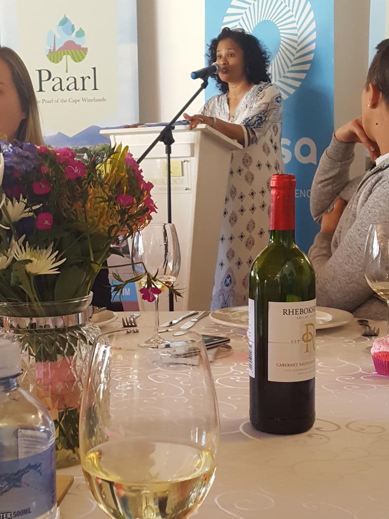 #discoverpaarl 
#celebratewomen 
#womenintourism 
<a href="/sharkysbuzz/">Cheryl Phillips</a> on the podium @rhebokskloofwine 
#Womensday