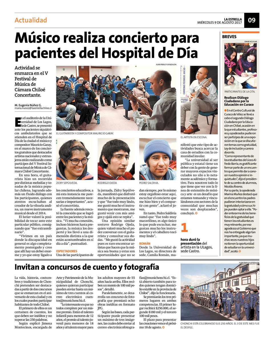 Chiloeconcert's tweet photo. "Músico realiza concierto para pacientes del Hospital de Día" https://t.co/YihOkYrEID #chiloé #Cultura #música #inclusión https://t.co/gkqwsrF3P1