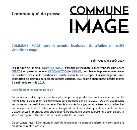 louriealexandre's tweet image. Un incubateur de création en #VR ouvrira à la rentrée dans la fabrique de ciné @communeimage93 ! #staytuned! cc @antoine_lefu