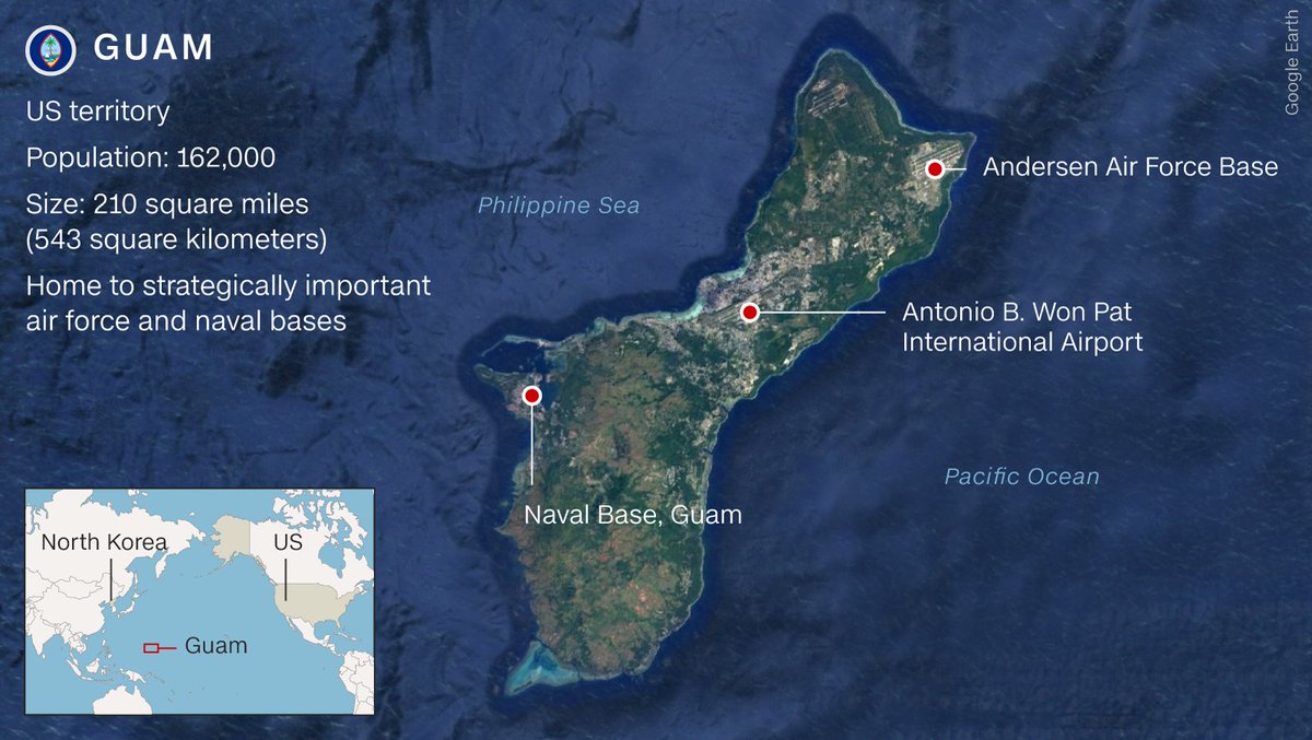 CNN's tweet photo. Guam governor: "I want to reassure the people of Guam that currently there is no threat to our island" https://t.co/TlomNcOQv7 https://t.co/chTWK5et2i