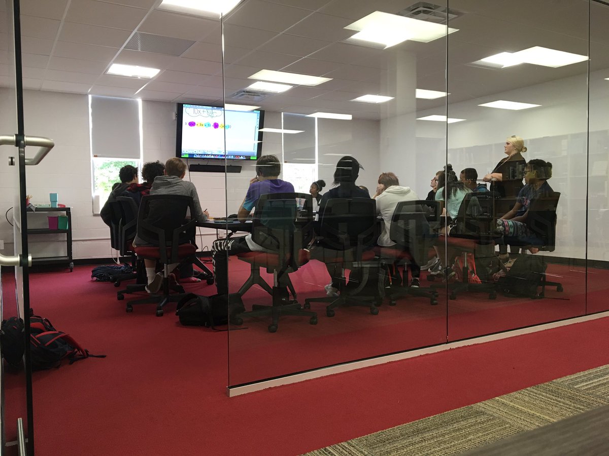 KCSMilitary's tweet photo. What a great morning watching @juliannebowman teach her math Ss in the SDHS Media Center. #teachingdigitalnatives #onetribemath @SDCherokee https://t.co/74k16sUxMs