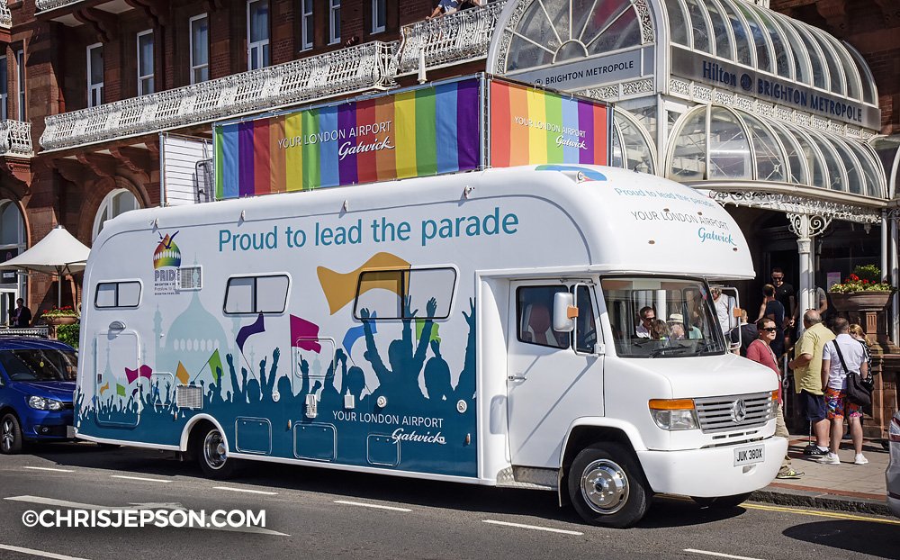 ChrisJepson's tweet photo. who spotted the @_RockBox_ in it's @Gatwick_Airport livery leading the @PrideBrighton parade?
© https://t.co/mJrVHV9jxY https://t.co/R6F3YL8hLr
