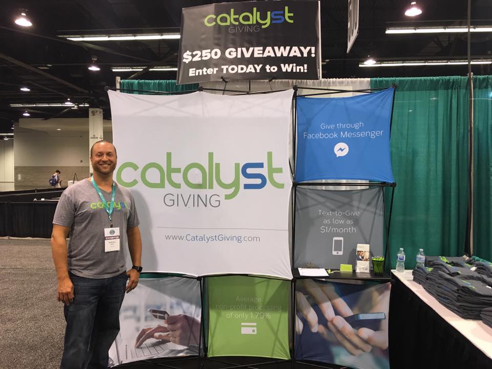 CatalystGiving's tweet image. Catalyst Giving is at #GC17! Giving away $250 this week; come and get registered to get a free t-shirt! #GC17 #digitalgiving #nonprofit