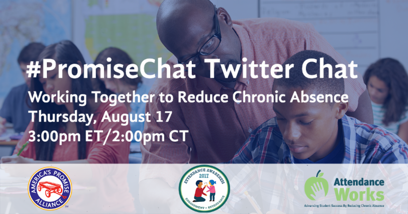 attendanceworks's tweet photo. Join us @AmericasPromise &amp; @JHU_EGC on Thurs 8/17 at 3pm ET for a Twitter Chat on Reducing Chronic Absence! #SchoolEveryDay @readingby3rd https://t.co/EDRoKYA2Xo