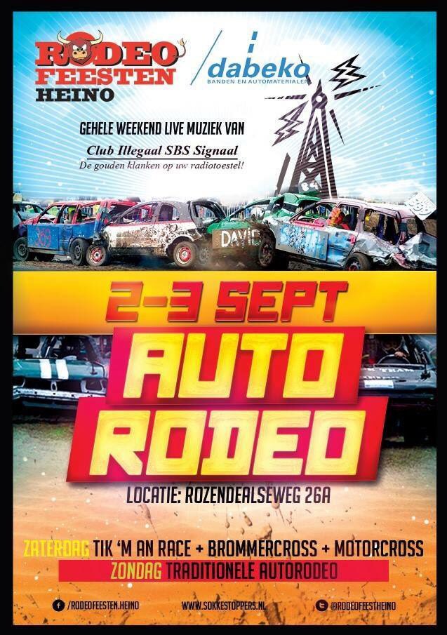 Vanavond inschrijving voor de <a href="/RodeofeestHeino/">Rodeofeesten Heino</a> 
Locatie: Bij Ne9eN (Voorheen Oortwijn) Canadastraat 9 te Heino.

Tijd: 20:00 / 21:30