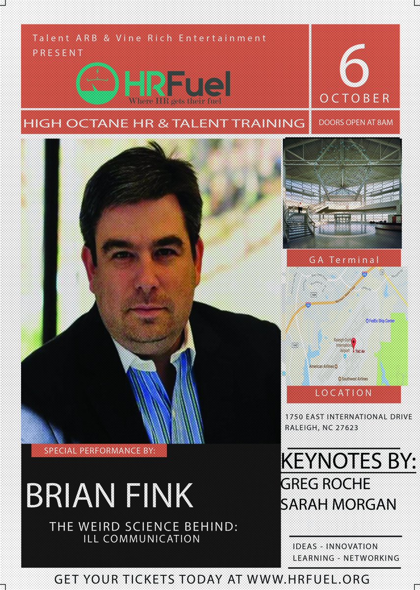 TalentARB's tweet photo. Next speaker @ #HRFuel : @thebrianfink 
10/6 - RDU Airport -  https://t.co/xw2Q4LkogI @HRCertInstitute @TheBuzzOnHR @TriangleBIZJrnl #HRnews https://t.co/0WusLAMJDH