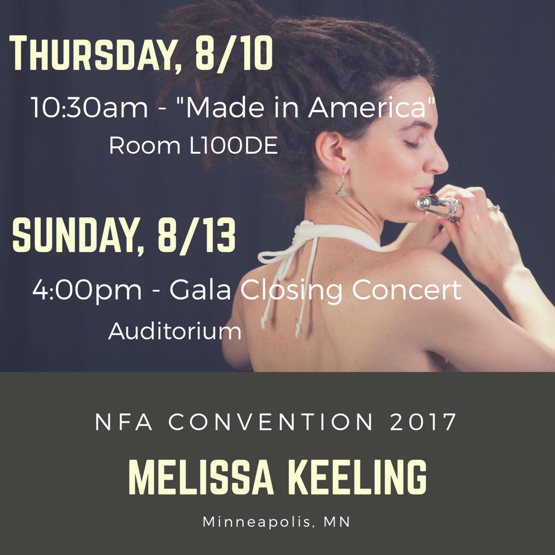 _melissakeeling's tweet photo. Performances at #nfaflute2017. I'm playing one of my electric #flute pieces (":O"), a solo by #RobertDick, & the National Anthem. https://t.co/2IPmqilTJC