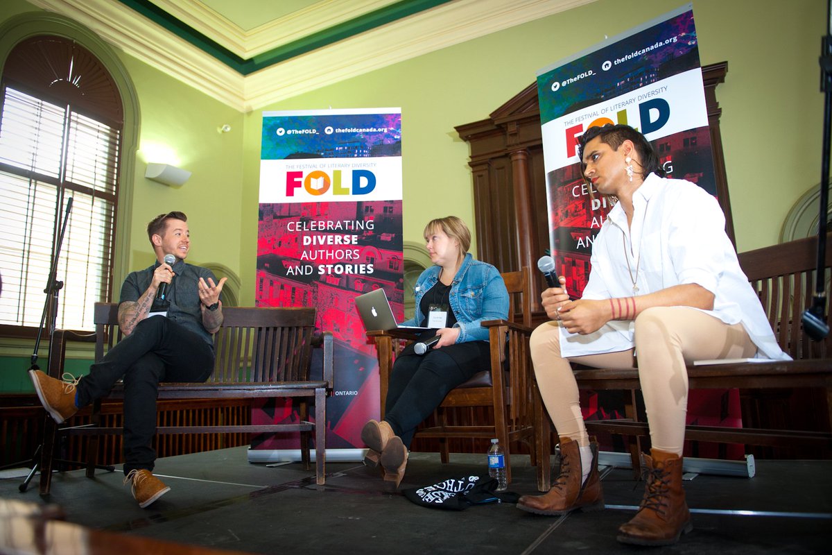 TheFOLD_'s tweet photo. One of our most popular #FOLD2016 panels, Defying Boundaries, feat. 3 book superstars @ChaseJoynt @vivekshraya @zoewhittall. #BookLoversDay https://t.co/MRe1OtdiZo